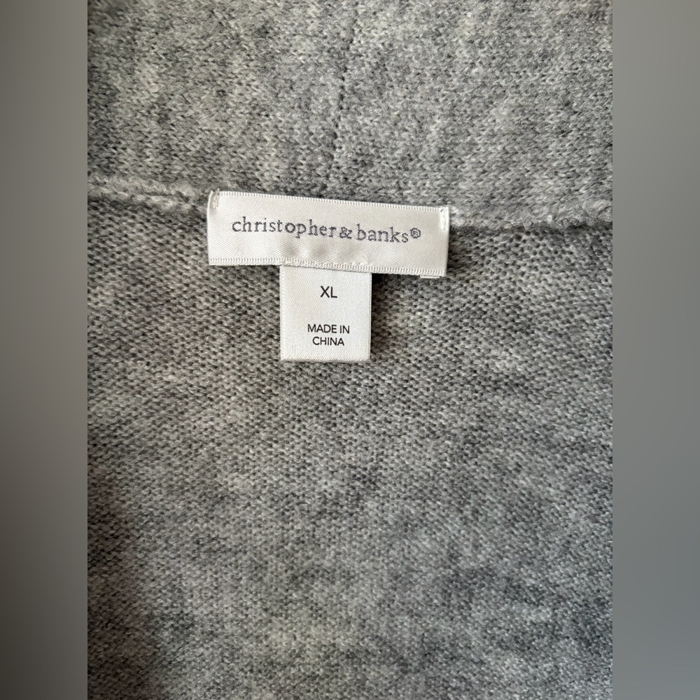 Christopher & Banks Tailored Gray Embroidered Floral Cardigan Sweater Women’s XL - Picture 6 of 10
